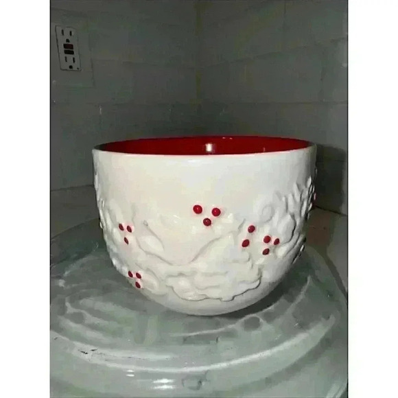 Starbucks 2008 Coffee Mug Cristhmas Doves Holly Berry White Red - Picture 5 of 11